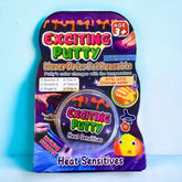 Exciting Putty packaging with colorful text and graphics on a blue background